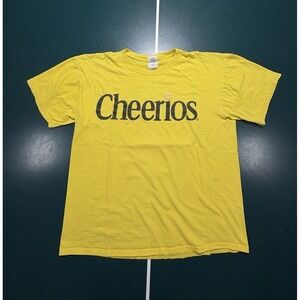 Vintage 90s Cheerios Promo T-Shirt Men's Large Cereal Snack Yellow Double Sided